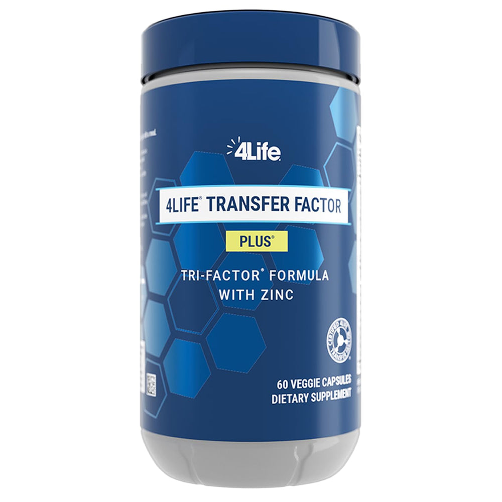 4Life Transfer Factor Plus bottle with zinc for immune support.