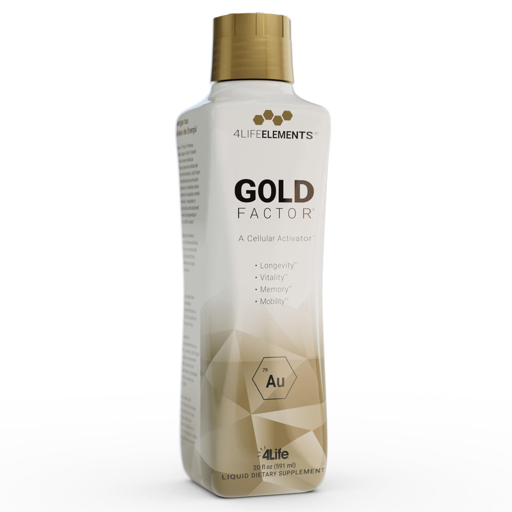 4LifeElements Gold Factor bottle close-up for daily wellness support