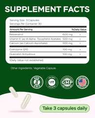 4Well Resveratrol label detail reveals ingredients and potency of the formula
