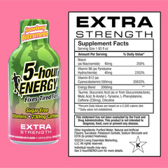 Back of bottle shows ingredients; ideal for quick caffeine lift during busy days