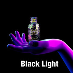 Close-up of 5 hour energy Glow Motion Fusion label with bold branding and zero calories