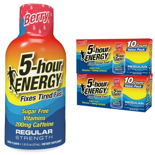 5-hour ENERGY Regular Strength Berry bottle for quick on-the-go energy