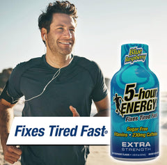 5-hour ENERGY blue raspberry shot bottle top for easy grabbing