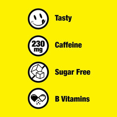 Close-up of 5-Hour ENERGY label highlights zero sugar and caffeine content