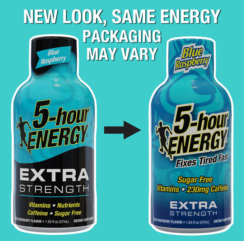 5-hour ENERGY shot side label shows zero calories and sugar-free formula