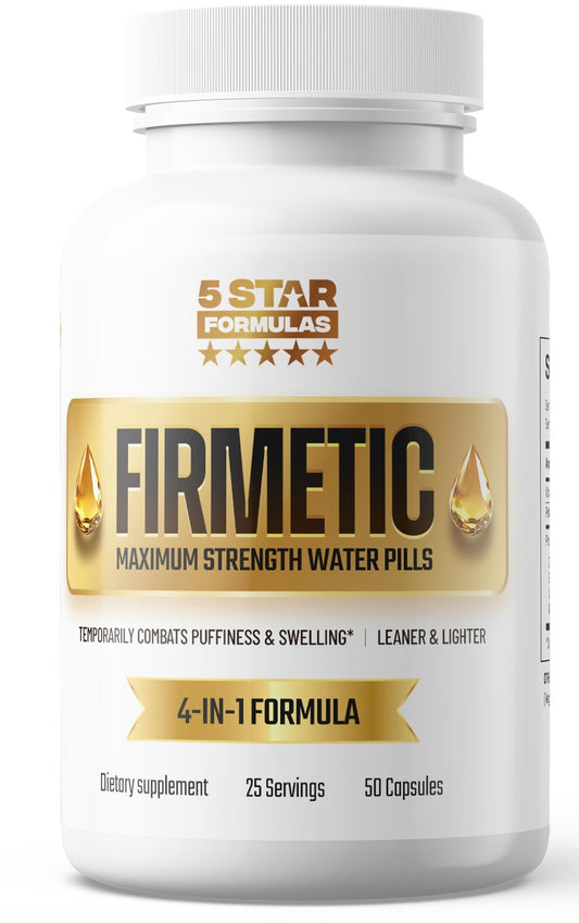 Firmetic bottle front by 5 Star Formulas showing compact fluid balance support