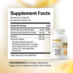 Close-up of ingredients: dandelion, parsley, juniper for natural diuretic blend