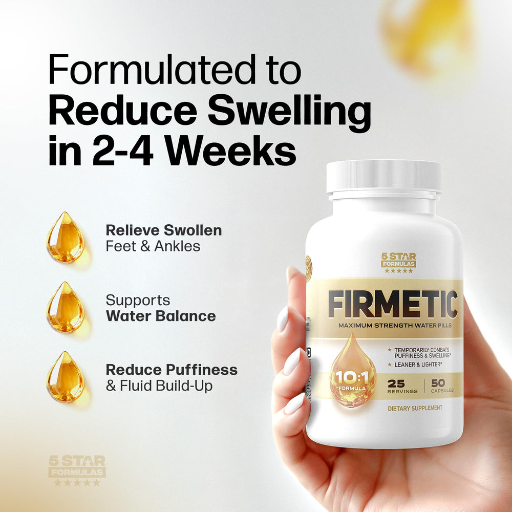Firmetic label close-up listing herbal ingredients for natural balance support