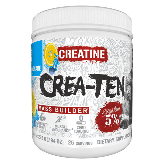 5% Nutrition CreaTEN complex powder in blueberry lemonade supports intense workouts