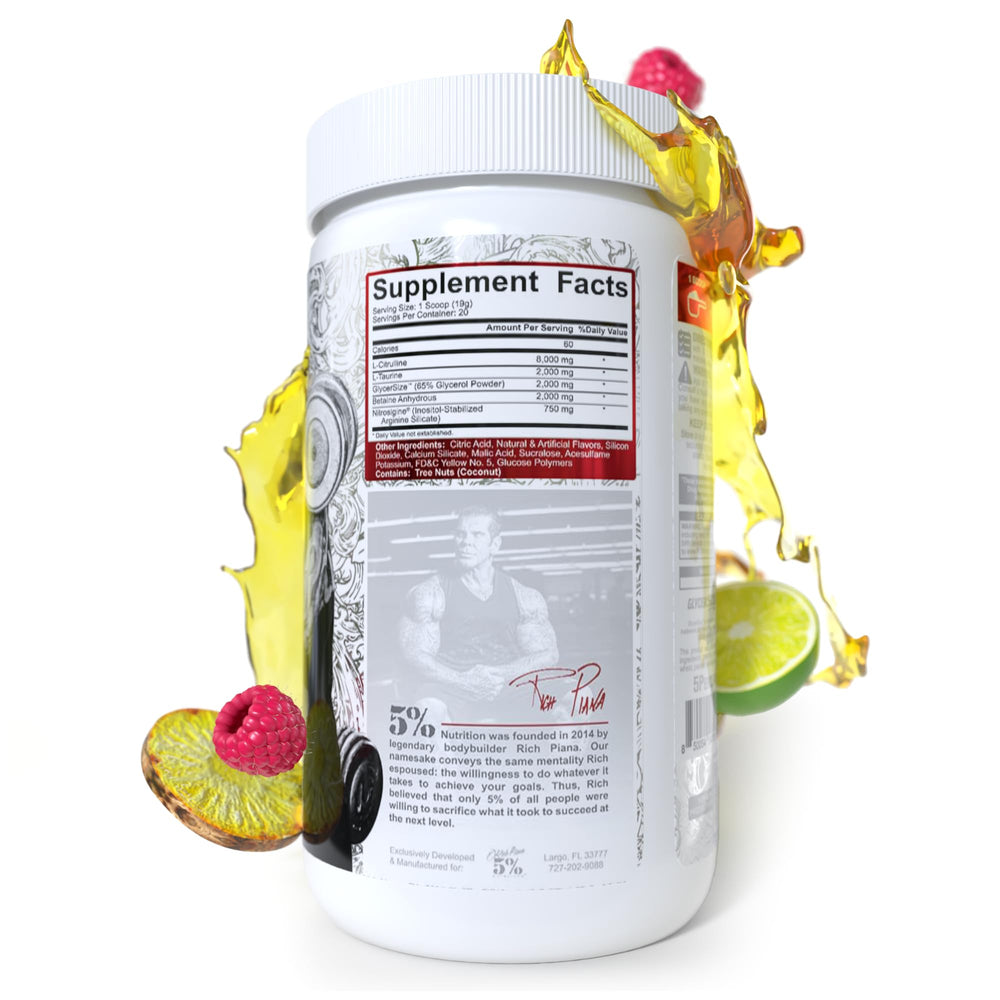 5% Nutrition FullAF Pre-Workout Beach Blast scoop closeup for convenient serving