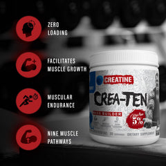 5% Nutrition Crea-TEN powder texture close-up highlights smooth solubility
