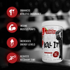 5% Nutrition Rich Piana Kill It caffeine boost supports mental clarity during workouts