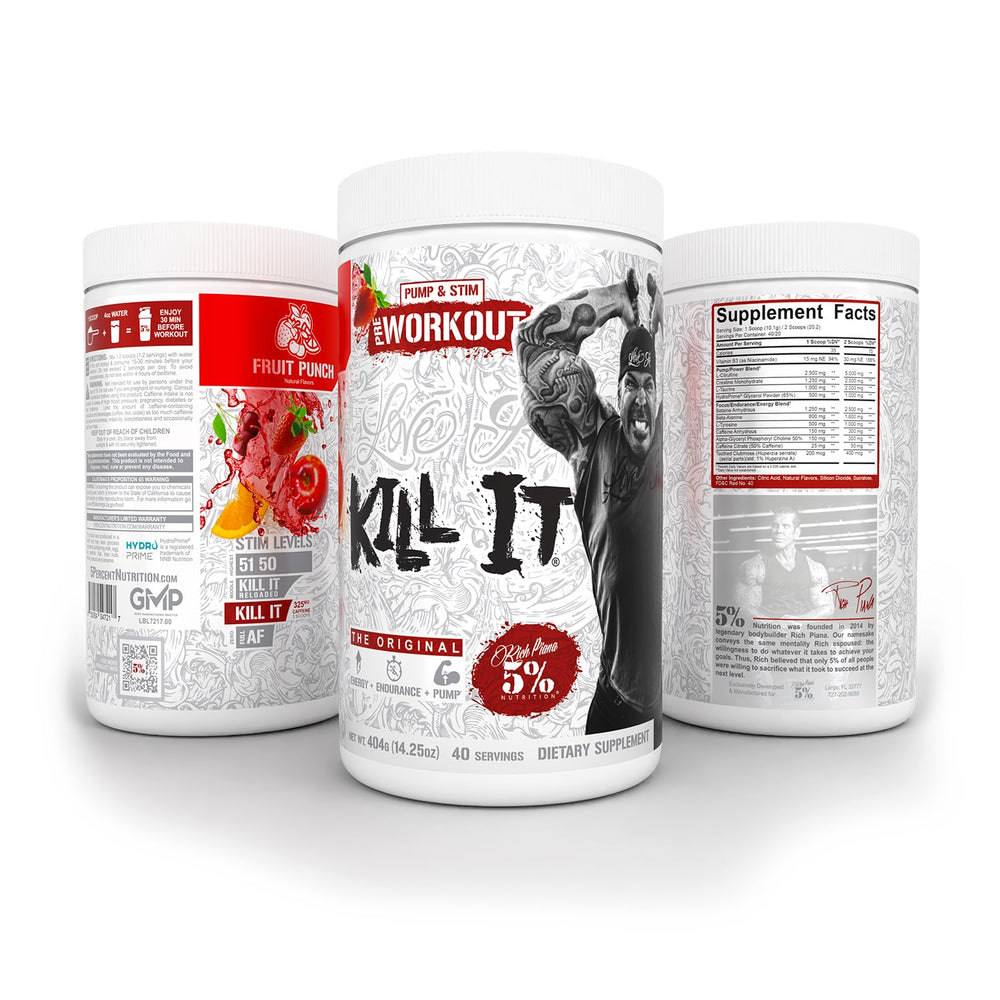 Shaker-ready setup shows easy preparation and dosing of Kill It pre-workout.