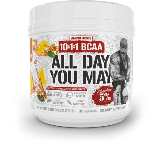 5% Rich Piana ADYM bottle with BCAA powder for all-day recovery