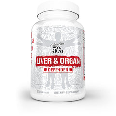 5% Nutrition Rich Piana Liver Defender bottle pour supports daily organ defense