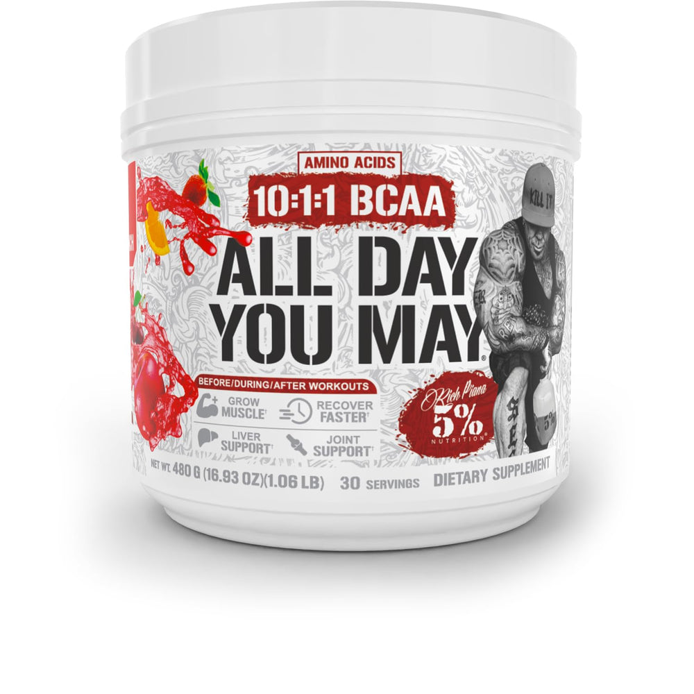 5% Nutrition Rich Piana ADYM bottle for all-day hydration and amino support