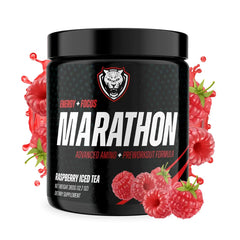 6AM Run Marathon Amino Energy green tea bottle pouring for smooth energy during runs.