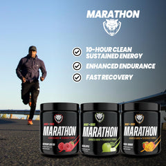 6AM Run Marathon Amino Energy label close-up highlighting clean formula.