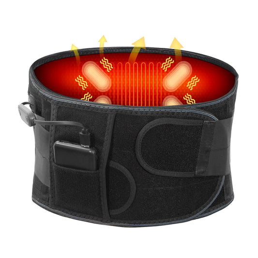 6xigouma cordless heating pad back massager brace XL worn at the front for targeted warmth