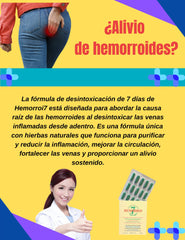Packaging box of 7Days Hemorrhoid Detox Formula displaying brand and benefits