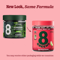 Eco-friendly packaging of 8Greens for a responsible greens routine.