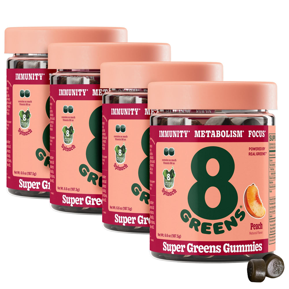 8Greens Supergreens Gummies bottle delivers a tasty daily greens boost.