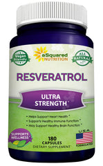 aSquared Nutrition Resveratrol bottle showing max strength 1000mg for daily antioxidant support.