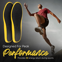 AbbKee carbon fiber insoles shown trimmed to fit, customizable sizing.