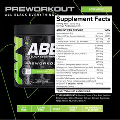 ABE All Black Everything sour apple powder poured into water before training.