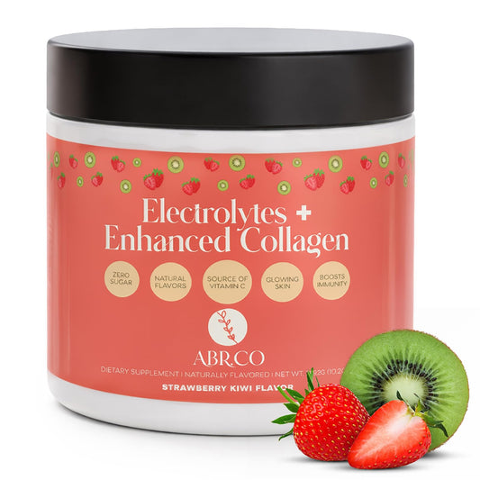 ABR.CO electrolytes collagen bottle highlighting hydration for active days