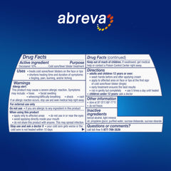Abreva logo and packaging for quick brand recognition.