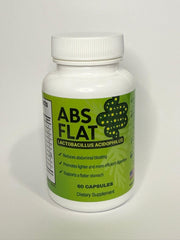 ABSFLAT bottle of Lactobacillus Acidophilus capsules for daily digestive support.