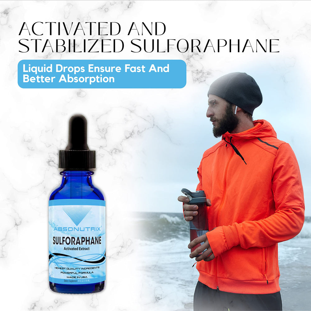Non-GMO Absonutrix sulforaphane bottle on clean background