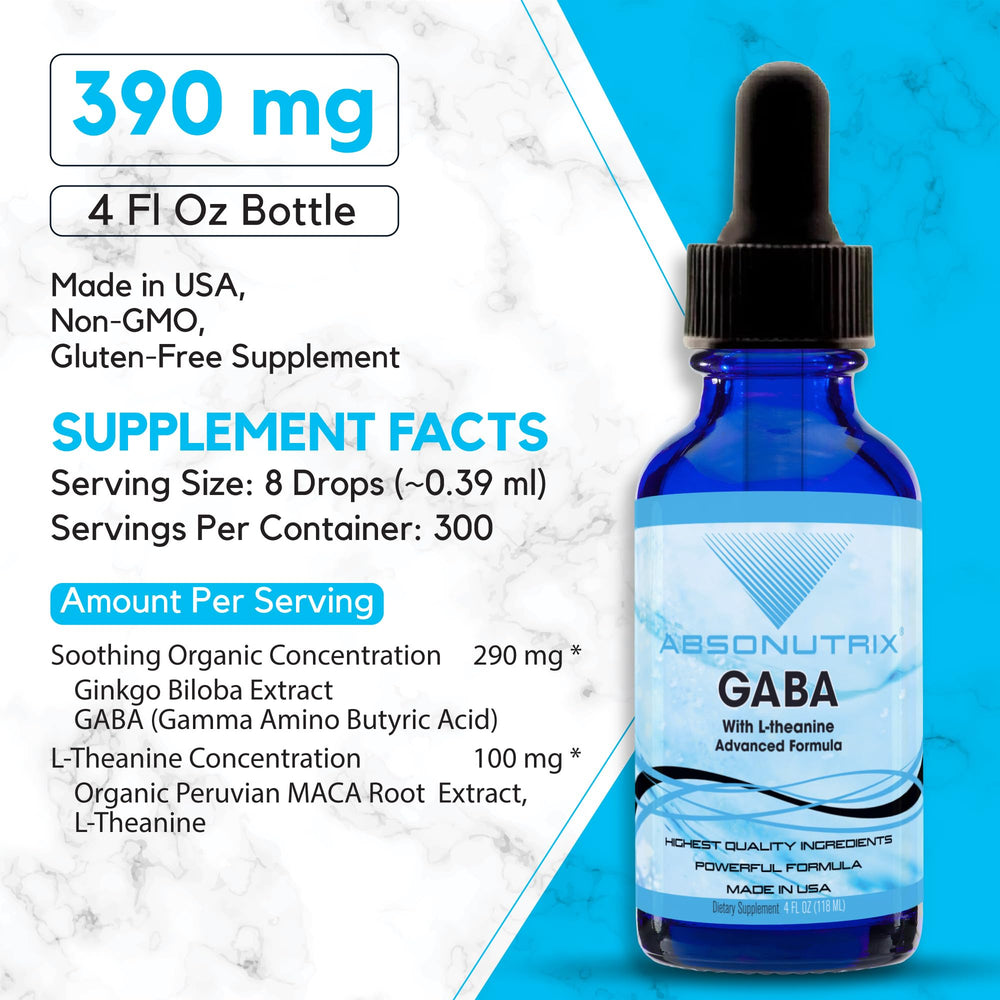 Absonutrix GABA label on back for quality and ingredients.