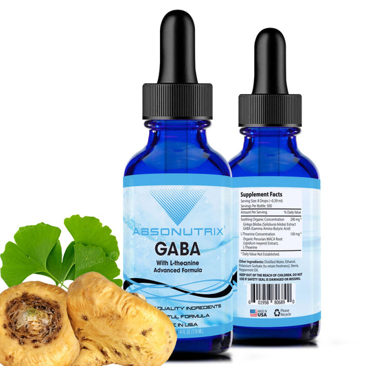 Absonutrix GABA with L-Theanine bottle front view for calm focus.