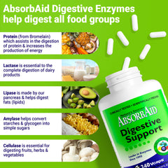AbsorbAid capsules on spoon under lighting illustrating quick digestion aid.
