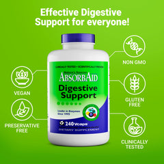 AbsorbAid packaging box highlighting natural enzyme blend for digestion.