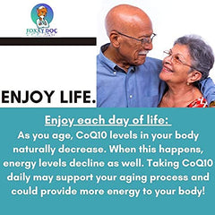 Label on Abundant Life Wellness CoQ10 indicating natural ingredients and potency