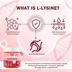 ABYSSUS Lysine Gummies bottle back, zinc, folate, and biotin for skin vitality