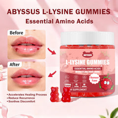 ABYSSUS Lysine Gummies displaying supplement facts and daily serving details