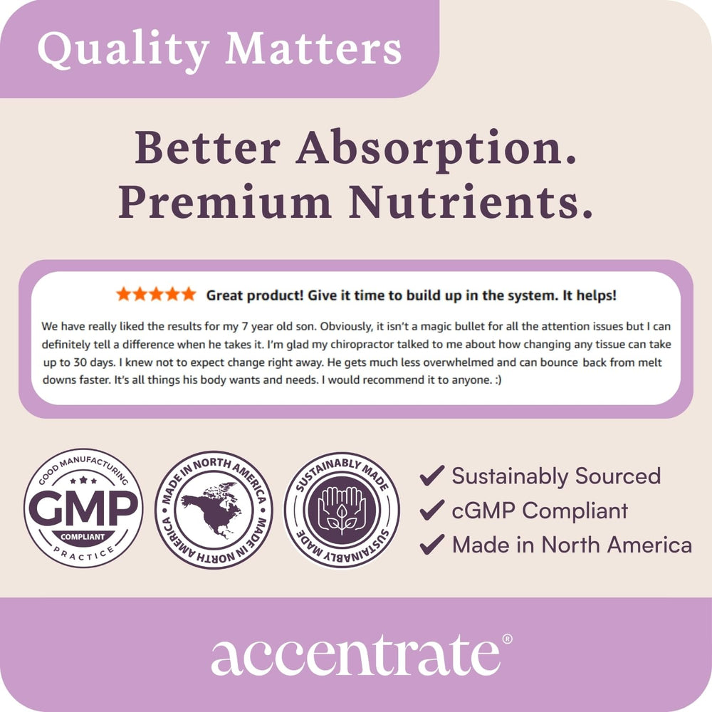 Accentrate vitamin D for kids, supporting daily mood balance.