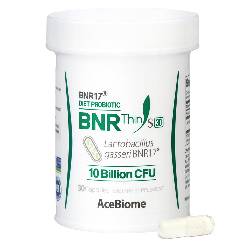 AceBiome BNRThin S30 bottle front promotes daily probiotic support for gut balance
