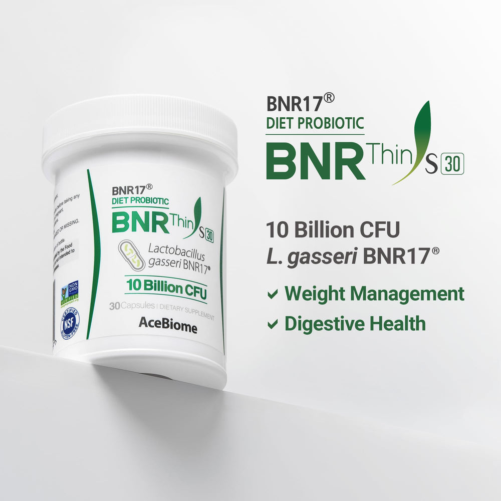 Close-up of AceBiome BNRThin S30 capsules highlighting vegetable capsule form and non GMO features