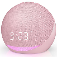 Acedeck Pink Sound Machine Alarm Clock on nightstand, soothing nights and gentle wake