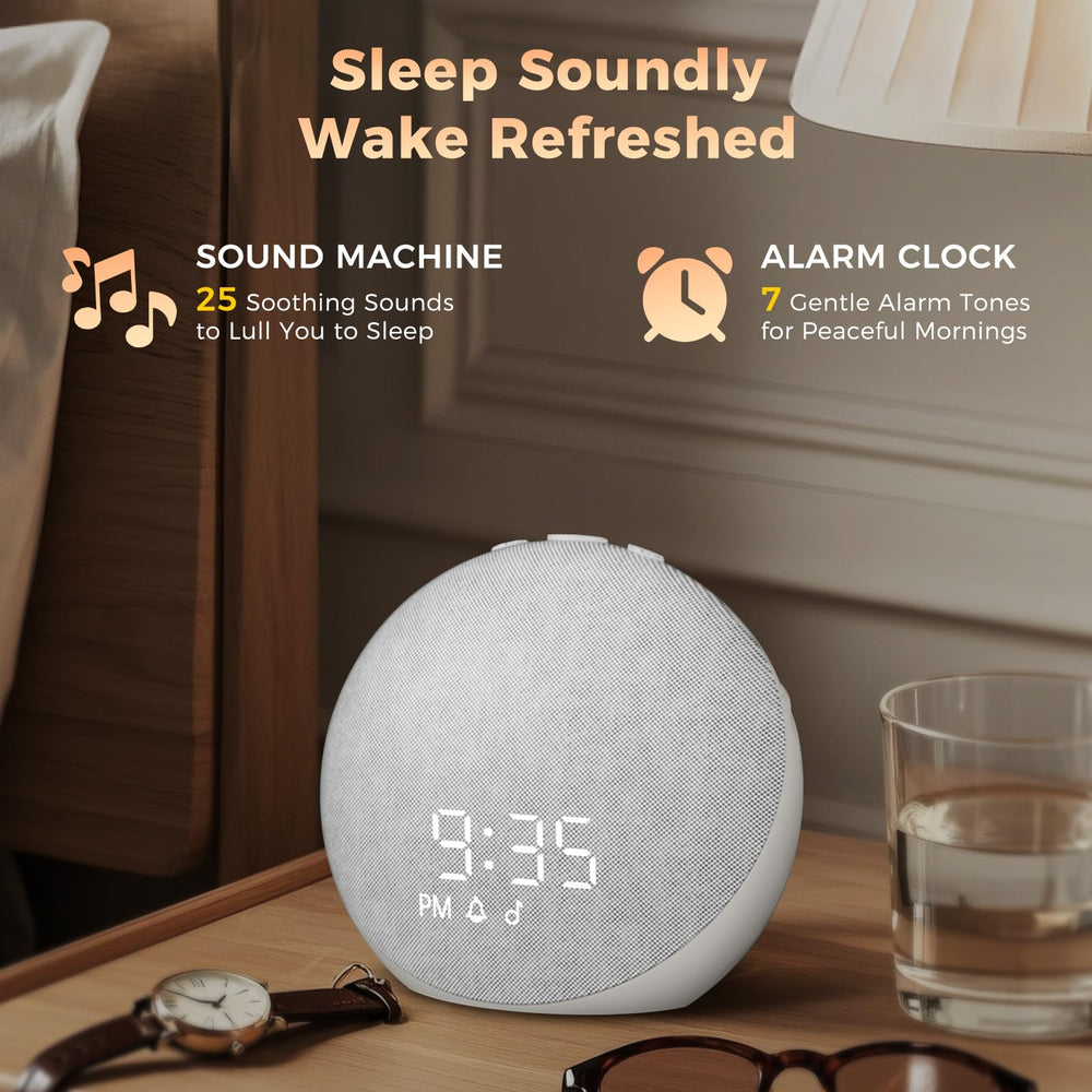 Acedeck sound machine alarm clock sleep sounds collection including white noise and ocean.