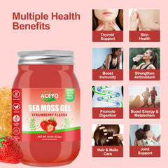 ACEYO Sea Moss Gel ingredients label with gluten-free, non-GMO notes