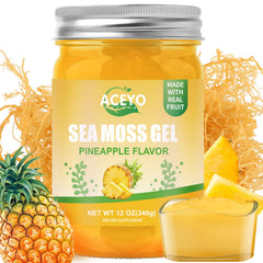 ACEYO Pineapple Sea Moss Gel bottle ready for smoothies and daily energy.