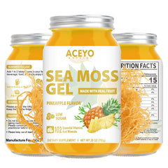 aceyo sea moss gel pineapple flavor jar with rich aroma and smooth texture