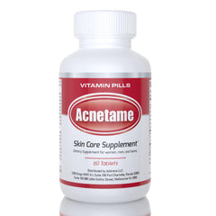 Acnetame bottle back label with usage notes and ingredients.