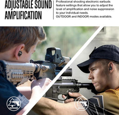 ACT FIRES Shooting Ear Buds battery indicator lets you check power at a glance.